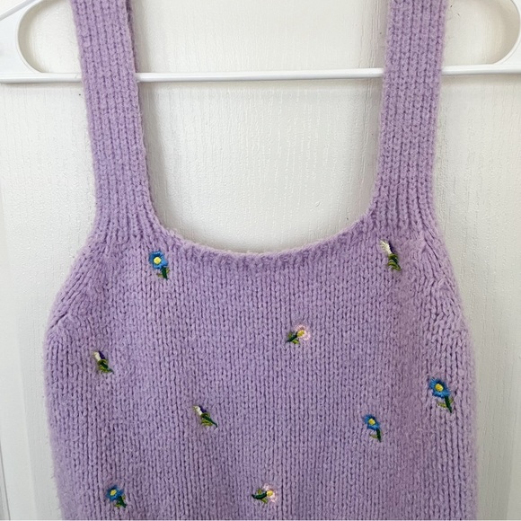 English Factory Lavender Knit Floral Embroidered Tank Top - Picture 5 of 6